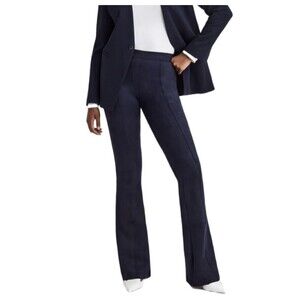 SPANX Pants S Classic Navy Faux Suede Flare Pull On Stretch Contemporary